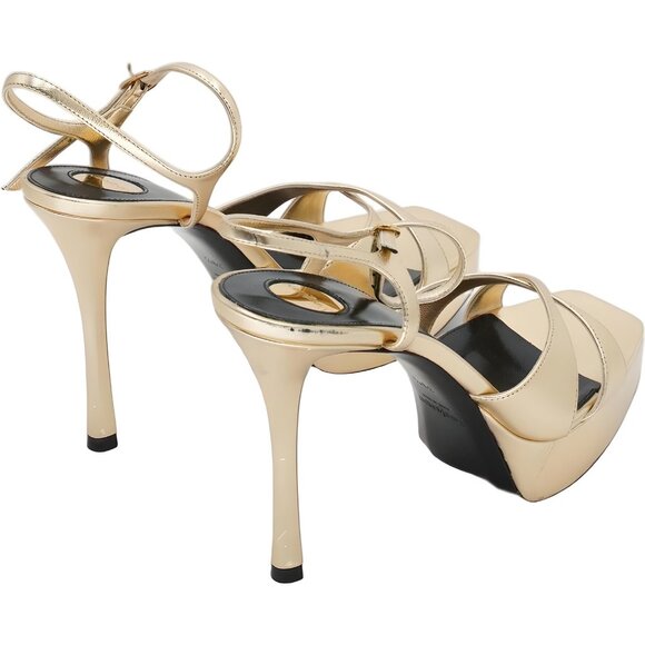 Saint Laurent Debbie Metallic Gold Platform Sandals 85mm Women's EU 39.5 - Picture 3 of 6